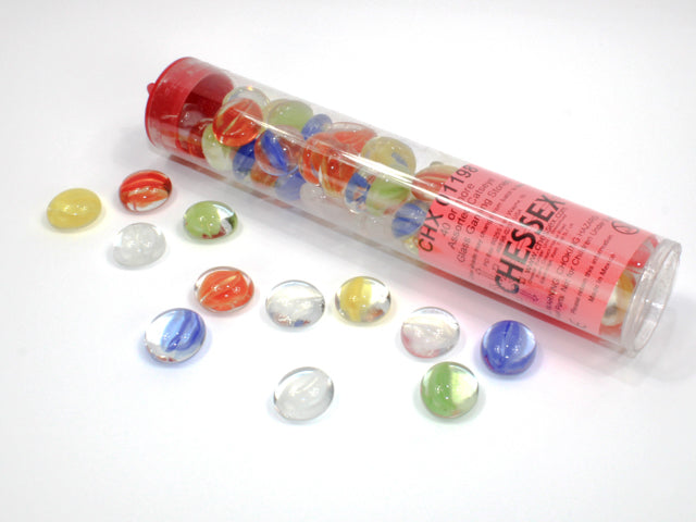 Chessex Gaming Glass Stones in Tube - Assorted Catseye (40)