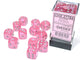 Borealis Pink/silver Luminary 16mm d6 Dice Block (12 dice)