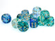 Chessex Nebula Oceanic/gold 16mm d6 Dice Block (12 dice)