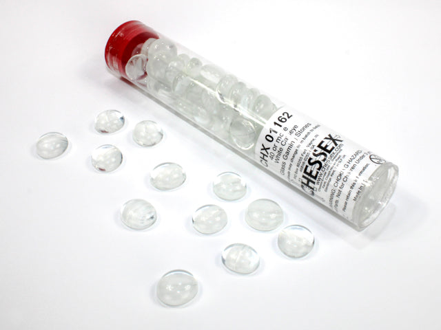 Chessex Gaming Glass Stones in Tube - Catseye White (40)