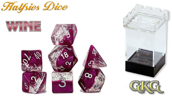 Halfsies Dice - Glitter Edition: Wine (7 Dice Set)