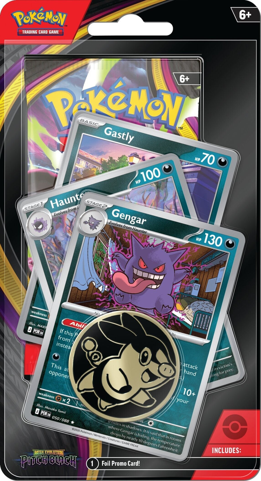 Pokémon TCG: Mega Evolution 5 Pitch Black - Poke Premium Checklane: Gengar/Haunter/Gastly (Max 1/kund!)