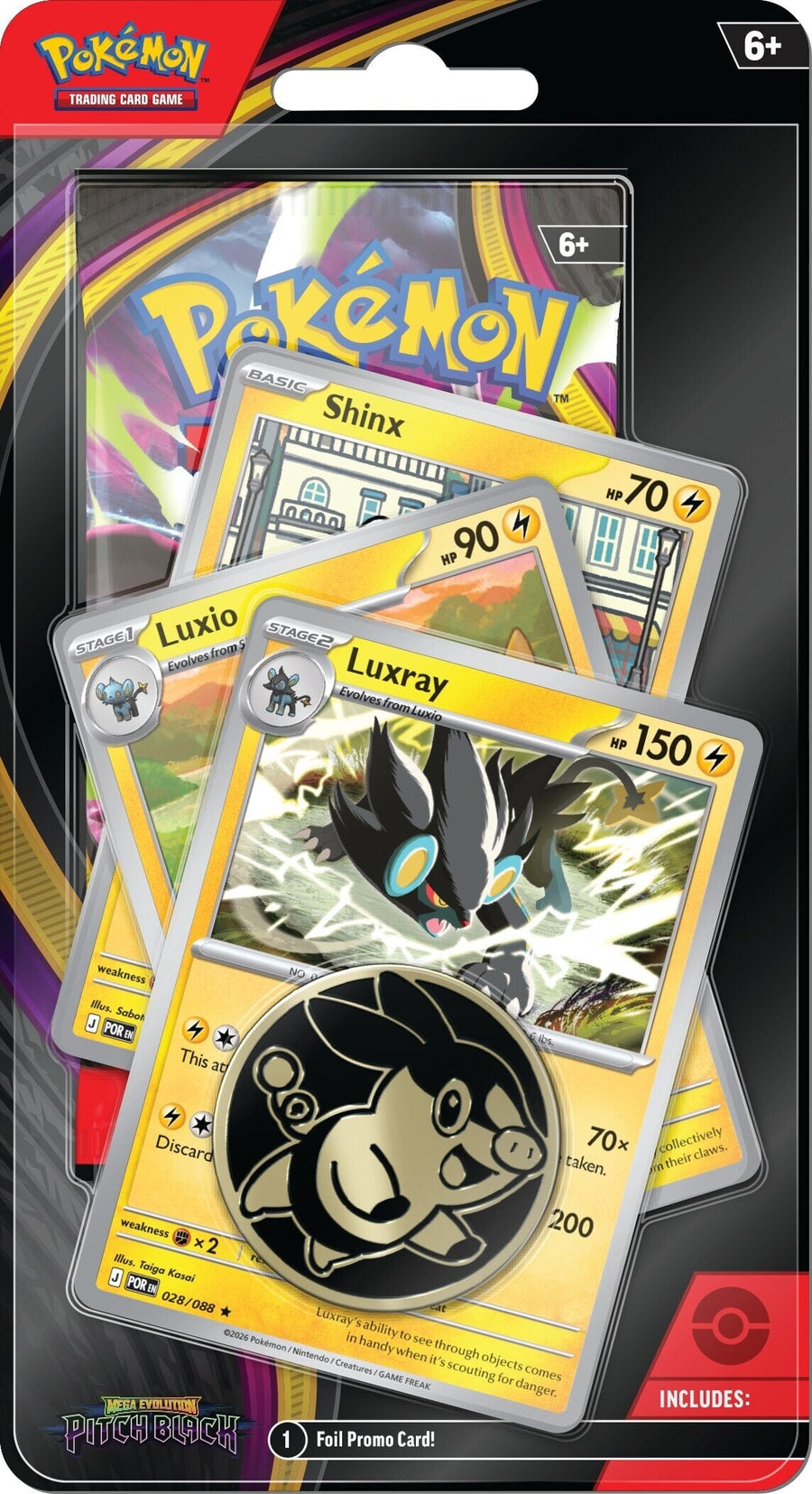 Pokémon TCG: Mega Evolution 5 Pitch Black - Poke Premium Checklane: Luxray/Luxio/Shinx (Max 1/kund!)