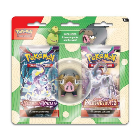 Pokémon TCG:  Pokémon TCG: 2 Booster Packs & Lechonk Eraser