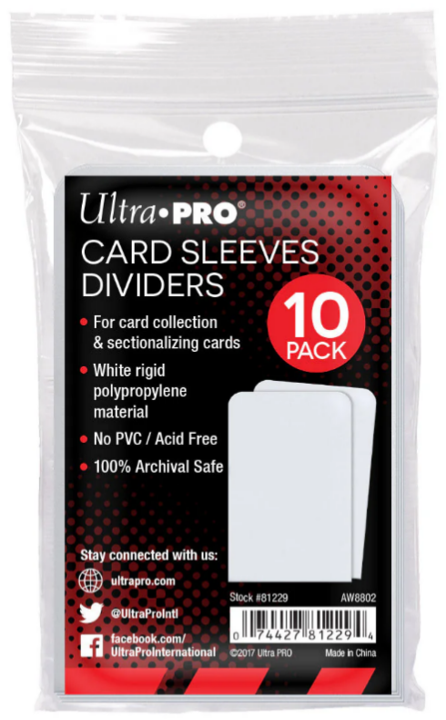 Ultra Pro Semi-Rigid White Card Deck Dividers Pack (10)