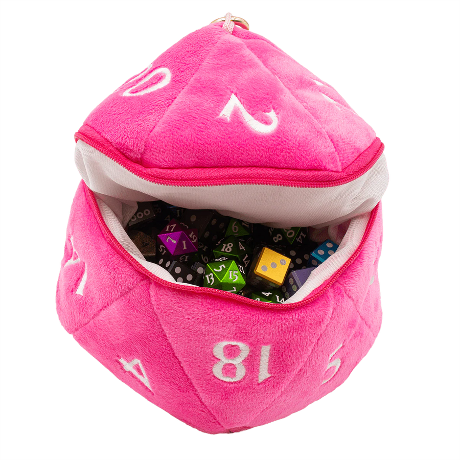 D20 Plush Dice Bag Hot Pink