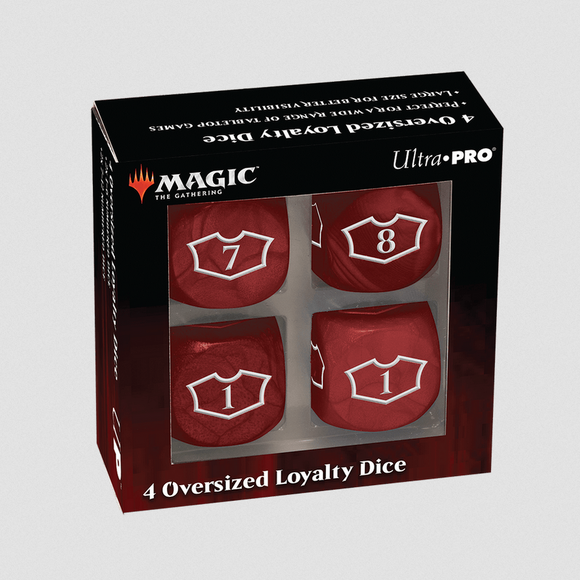Ultra Pro Deluxe D6 Loyalty Dice Set (4ct) with 1-6 & 7-12 for Magic: The Gathering - Mountain Red