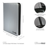 Ultra Pro Silver 12-Pocket Zippered PRO-Binder: Made With Fire Resistant Materials